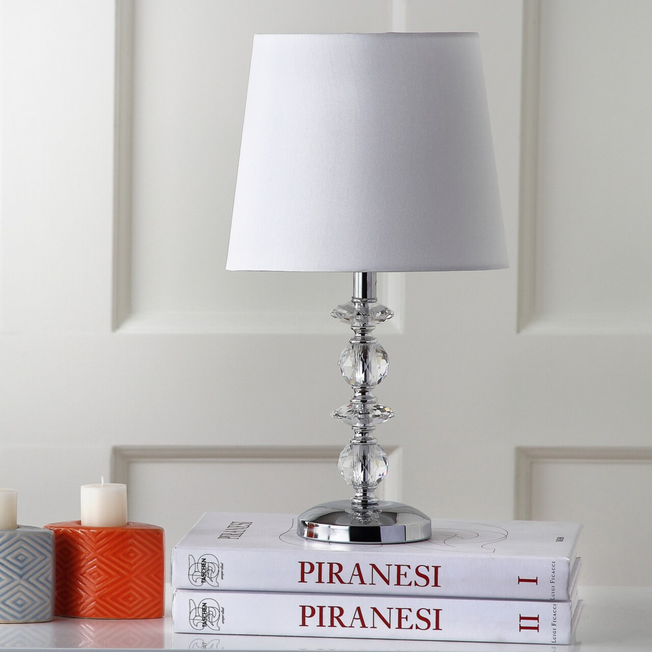 Safavieh Derry Stacked Crystal Orb Lamp (Set of 2) | Clear / White |